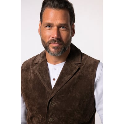 Gilet, en cuir suédé souple, col à revers JP1880