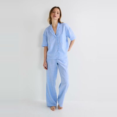 Pyjama uni manches courtes en lin MONOPRIX