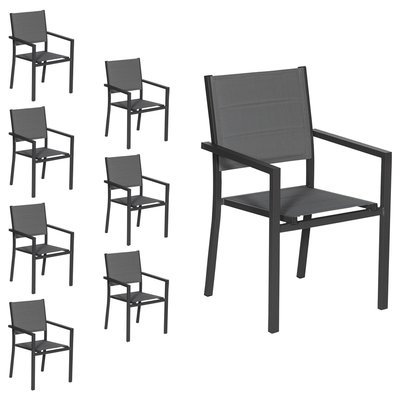 Chaises rembourrées en aluminium, lot de 8 HAPPY GARDEN