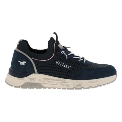 Baskets running bleu marine à talon plat avec un col élastiqué MUSTANG
