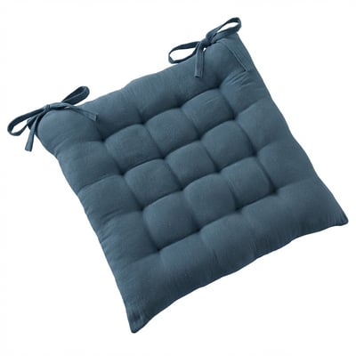 Coussin de chaise extérieur 38x38 cm Coton Dahlia Bleu Jean EDEN