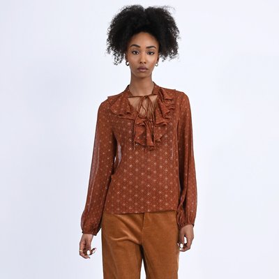 Blousa in voile stampato con volant MOLLY BRACKEN