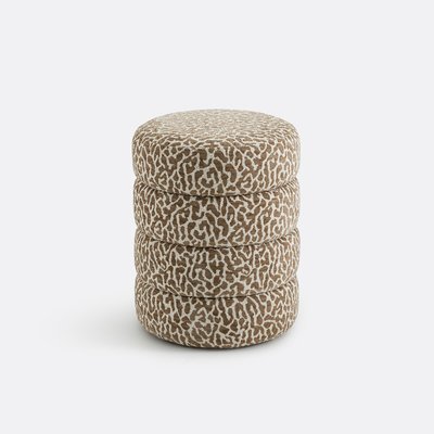Pouf bouclette motif léopard, Pilou LA REDOUTE INTERIEURS