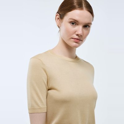 Pull manches courtes en maille fine contenant de la soie MONOPRIX