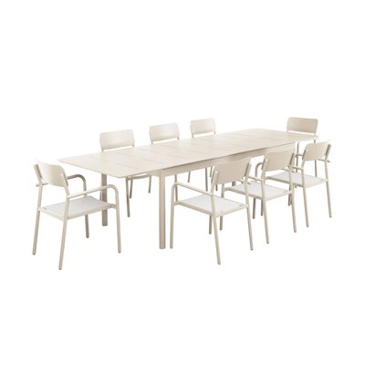 Table de jardin extensible aluminium 8 fauteuils CHARLESTON + SAVANNAH SWEEEK