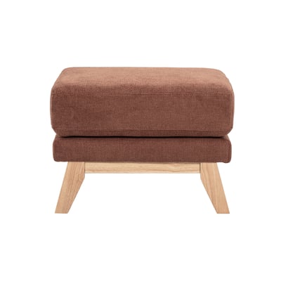 Pouf repose-pieds scandinave en tissu chenille terre brûlée et bois clair OSLO MILIBOO