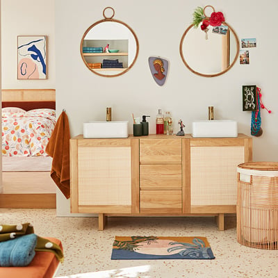Mueble lavabo doble de mimbre L145cm, Arty LA REDOUTE INTERIEURS