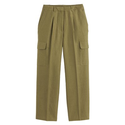 Pantalon large coton et lin, poches battle LA REDOUTE COLLECTIONS