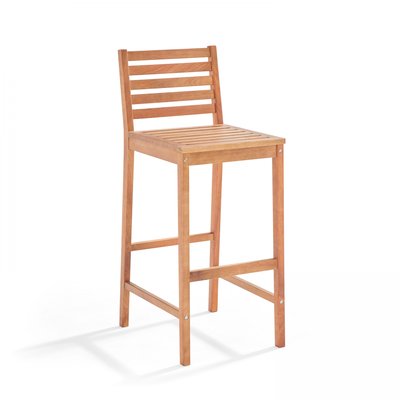 Chaise haute style bistro en bois d'eucalyptus, ANGLET OVIALA