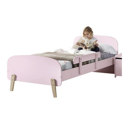 KIDDY Lit simple en laque et brut et sommier + Barrière de sécurité VIPACK