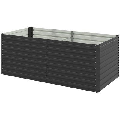 Carré potager jardinière 160L x 80l x 60H cm tôle d'acier ondulée anthracite OUTSUNNY