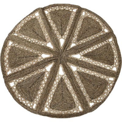 Tapis rond naturel en jonc de mer et coton style tropical RECOLLECTION