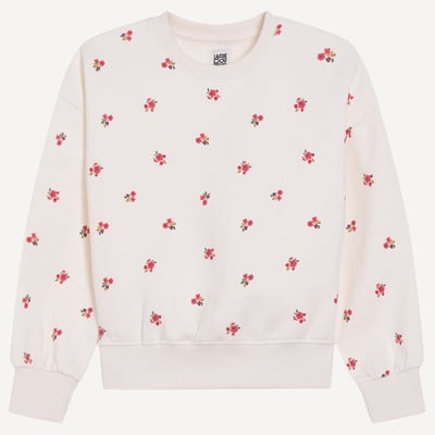 Sweat col rond, imprimé fleurs, en molleton LA REDOUTE COLLECTIONS