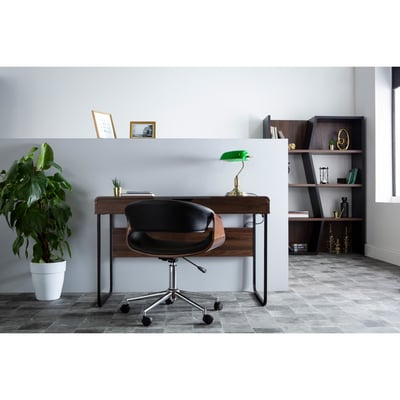 Chaise de bureau à roulettes design en bois et acier chromé ARAMIS MILIBOO