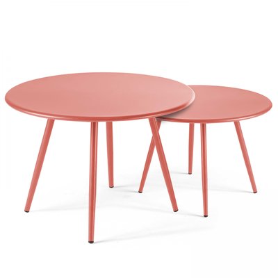 Lot de 2 tables basses gigognes de jardin en métal, PALAVAS OVIALA
