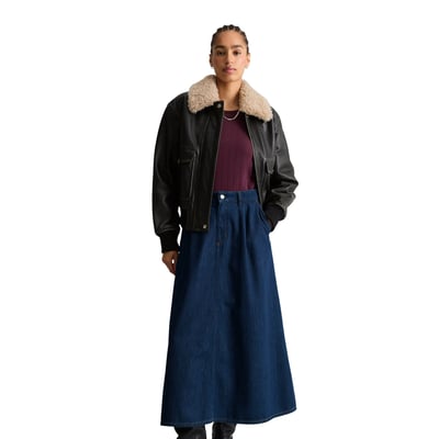 Veste en cuir style aviateur, coupe classique en cuir d'agneau nappa souple MARC O’POLO DENIM