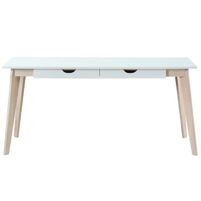 Bureau avec rangements 2 tiroirs scandinave blanc et bois clair L160 LEENA MILIBOO