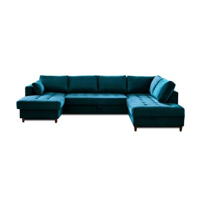 Canapé d'Angle Convertible en Velours 7 places - ANNA LISA DESIGN