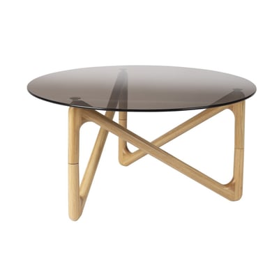 Table basse ronde en bois et verre - DUTCHBONE