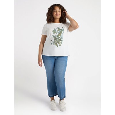 T-shirt à imprimé floral légèrement en relief orné de petits cristaux FIORELLA RUBINO
