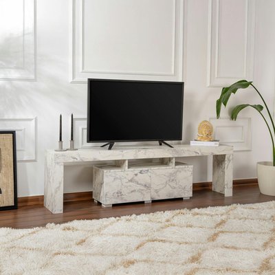 Banc TV moderne avec rangement - effet marbre MARFA PIER IMPORT