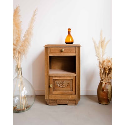 Table de chevet en marbre et bois Odile N°1399 - Bon état DEBONGOUT