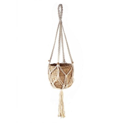 Panier Suspension Macramé avec porte plantes en Algue marine CALICOSY