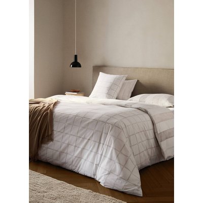 Housse de couette percale de coton réversible à rayures lit 135/140 cm MANGO HOME