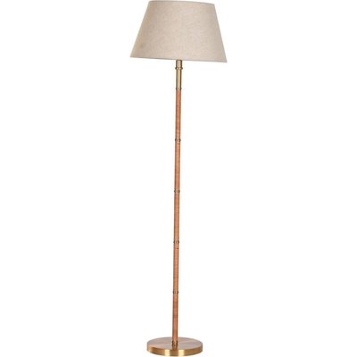Lampe de sol élégante en laiton et rotin naturel RECOLLECTION