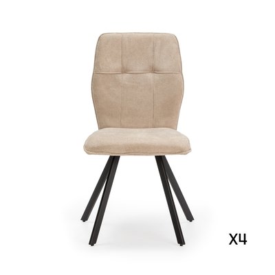 Lot de 4 chaises en tissu avec pieds en métal noir L47 cm - MERY CALICOSY