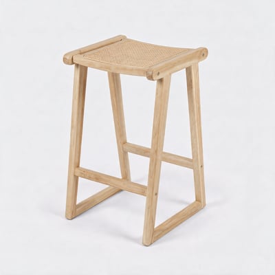 Tabouret pour îlot central 66 cm en teck et rotin - HAIDA MAISON PAVANE