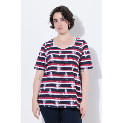 T-shirt coupe évasée, motif voiliers ULLA POPKEN