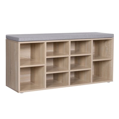 Banc à Chaussures 10 Niches Décor Bois - L104 cm CALICOSY