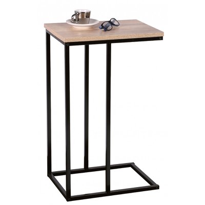 Table d'Appoint / Bout de Canapé Métal Noir et Bois WADIGA