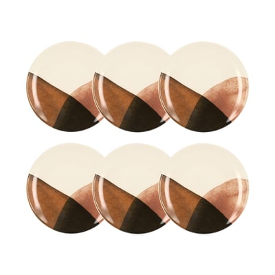 Lot de 6 assiettes à dessert en grès 19cm, GAIA NOVASTYL
