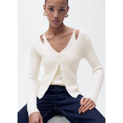 Cardigan maille col V combiné MANGO
