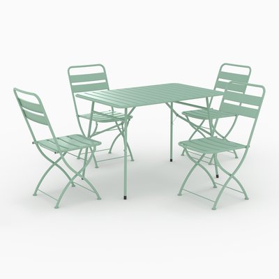 Table et chaises de jardin pliantes 4 personnes en métal - YUMI RENDEZ-VOUS DÉCO