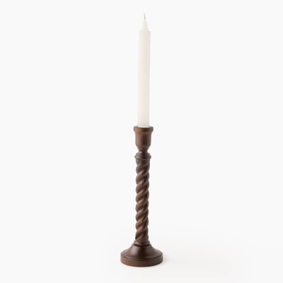 Bougeoir twisté, en bois de manguier MONOPRIX