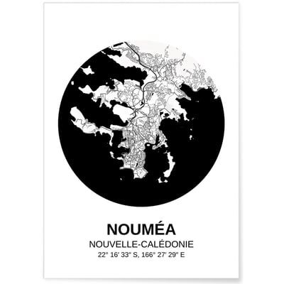Affiche Carte Nouméa L'AFFICHERIE