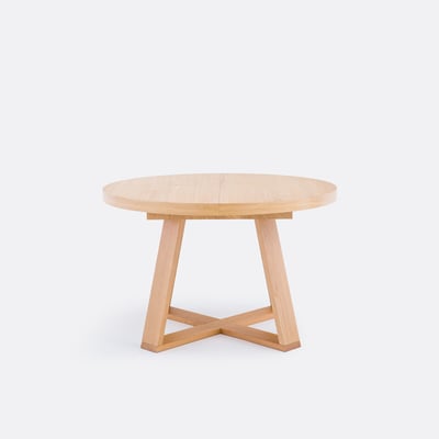 Table à manger, ronde, extensible, en chêne et plaqué, 4 à 10 couverts, ULMU LA REDOUTE INTERIEURS