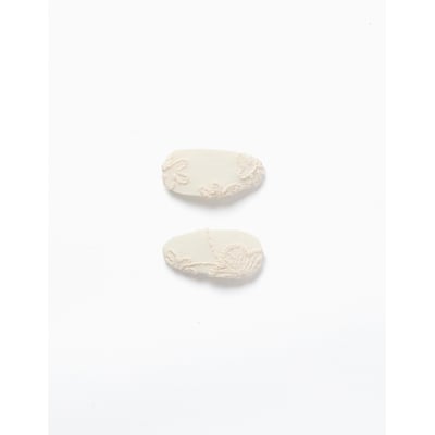 Lot de 2 barrettes ovales avec broderie ZIPPY