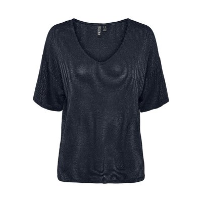 Camiseta oversize con rayas finas brillantes PIECES
