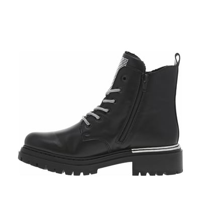 Bottines noires à talon décroché bas avec un zip et des lacets ronds RIEKER