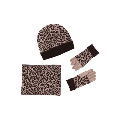 Ensemble léopard bonnet + snood + gants VERTBAUDET