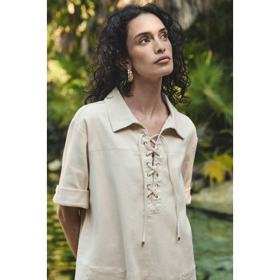 Robe courte droite en coton mélangé BLANCHES Maison 123