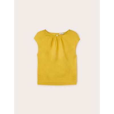 Blusa in voile di cotone con motivo cut-out posteriore regolabile con coulisse MOTIVI