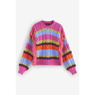 Pull en maille rayé avec franges NEXT