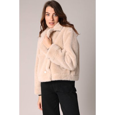Veste courte en imitation fourrure avec col tailleur SILIA DEELUXE
