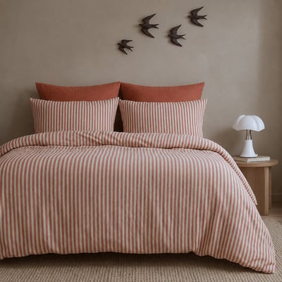 Parure + taies 65x65 coton lavé LUNAR FEBRONIE