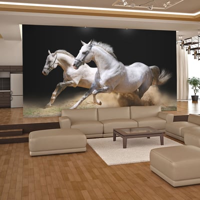 Papier peint intissé panoramique Animaux Chevaux au galop sur du sable EDEN